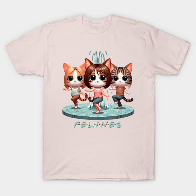 Feline Friends Dancing T-Shirt by Classic Converations 